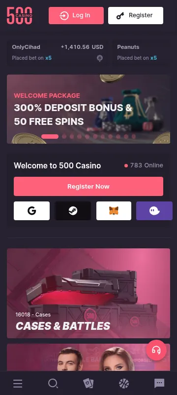 500 Casino mobile browser site
